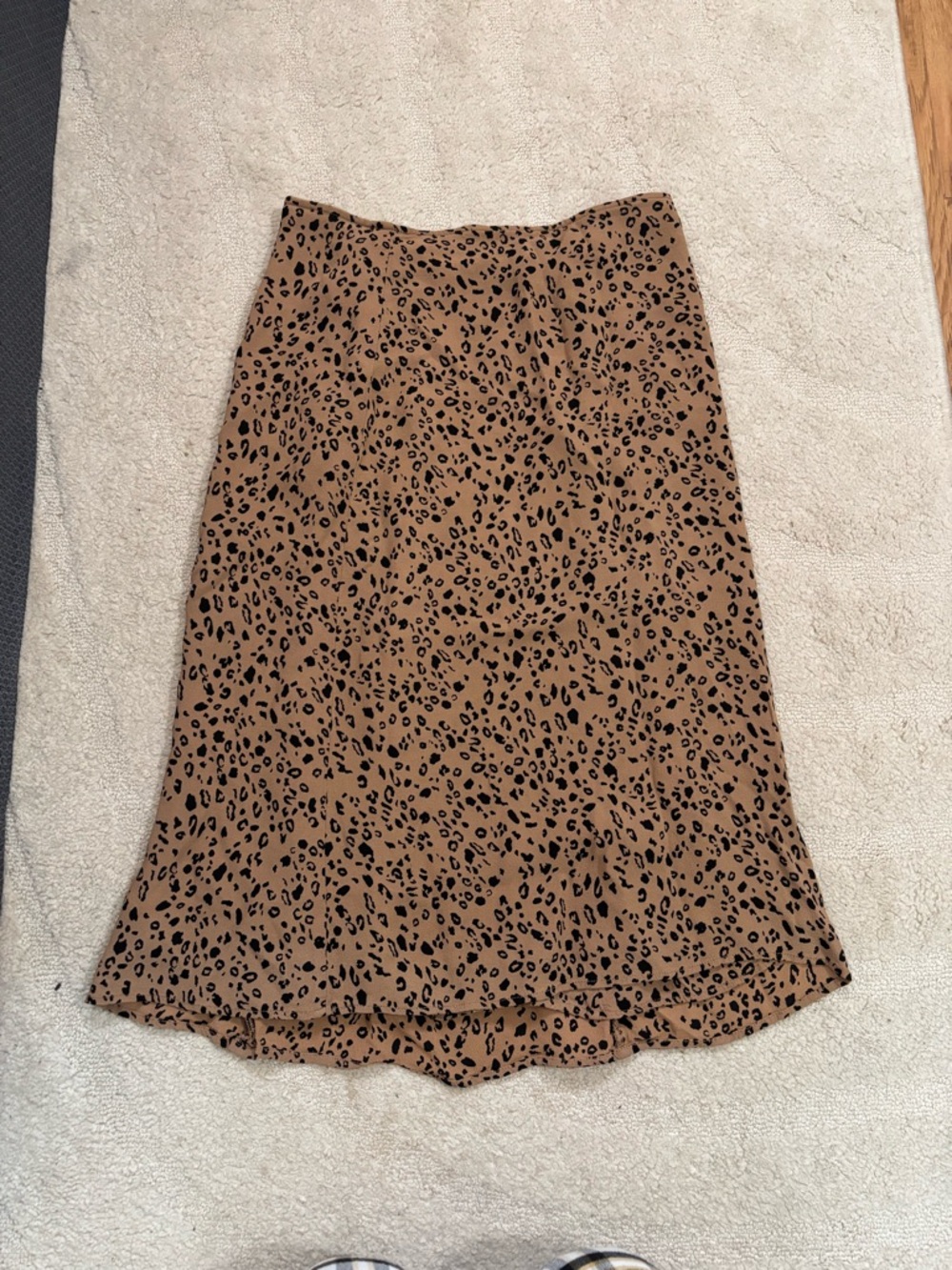 Reformation Tan and Black Leopard Midi Skirt
